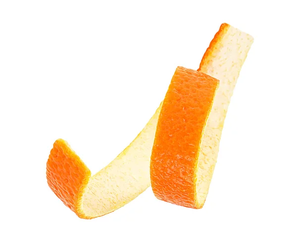 Cítricos Cáscara Naranja Fresca Aislada Sobre Fondo Blanco Ralladura Espiral — Foto de Stock