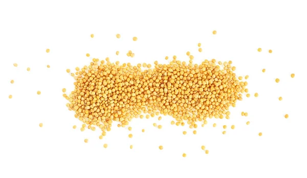 Gelbe Senfkörner Isoliert Auf Weißem Hintergrund Draufsicht Getrocknete Senfkörner — Stockfoto