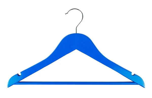 Wooden Clothes Hanger Isolated White Background Blue Color — Φωτογραφία Αρχείου