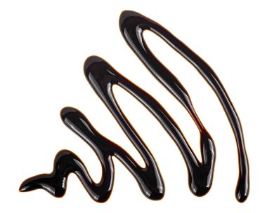 Beyaz arka planda izole edilmiş çikolata sosu. Çikolata şurubu damlası.