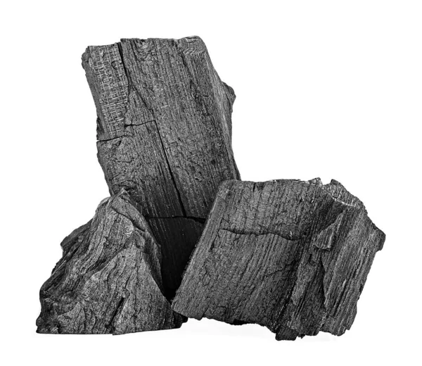 Beyaz Arka Planda Izole Edilmiş Doğal Odun Kömürü Sert Odun — Stok fotoğraf