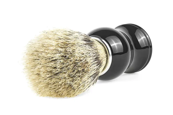 Pincel Barbear Preto Com Pele Guaxinim Isolado Fundo Branco Ferramentas — Fotografia de Stock