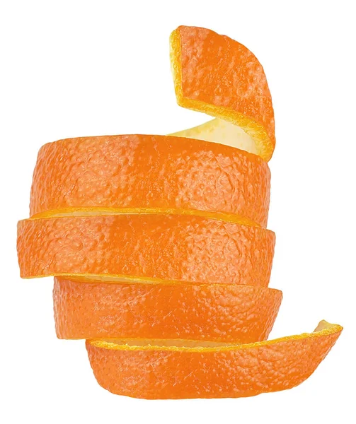 Imagen Vertical Ralladura Naranja Fresca Aislada Sobre Fondo Blanco Giro — Foto de Stock