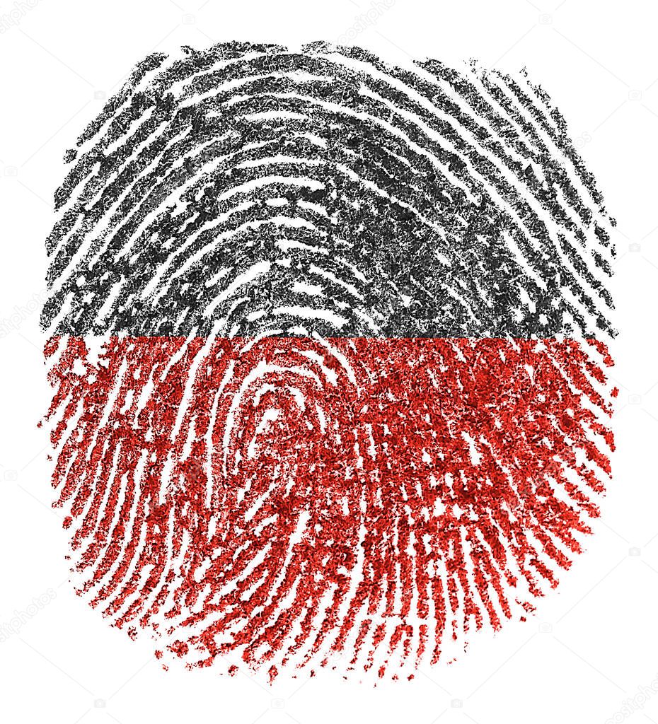 Poland Flag - thumbprint isolated on a white background. Real fingerprint.