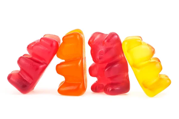 Bunte Gummibärchen Auf Weißem Hintergrund Kindheit Vitamine Für Kinder — Stockfoto