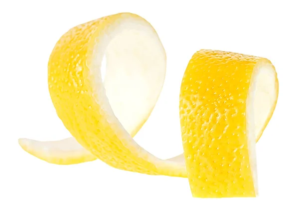 Loupání Čerstvého Citrónového Ovoce Izolovaného Bílém Pozadí Citrusová Kůra Jako — Stock fotografie