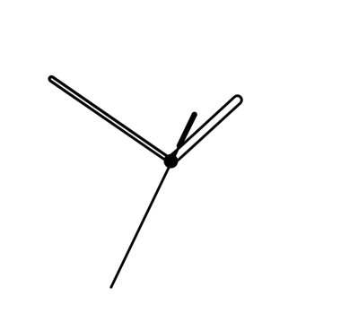 Beyaz arka plan üzerinde izole saatin eller