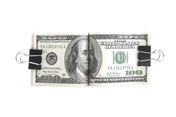 用白色背景上的美元钞票夹 — 图库照片