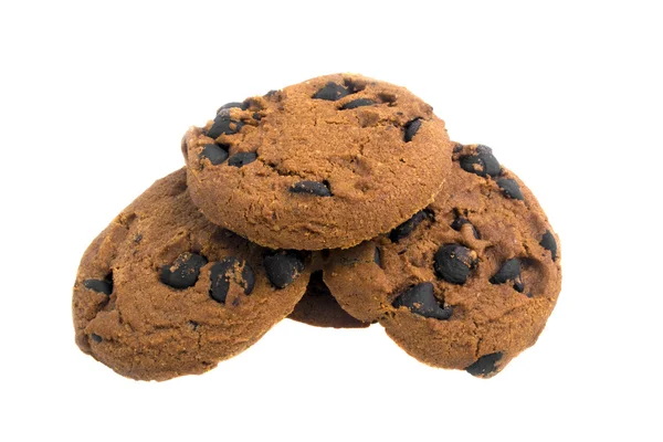 Beyaz bir arka plan üzerinde izole çikolatalı kurabiye 