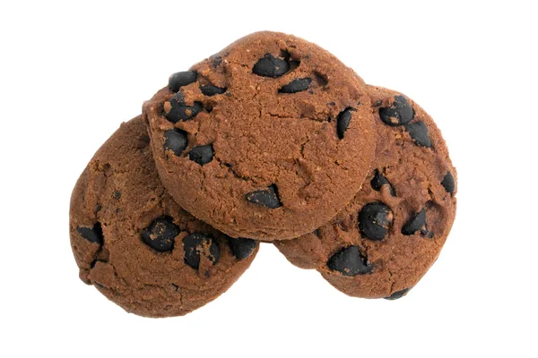 Beyaz bir arka plan üzerinde izole çikolatalı kurabiye 