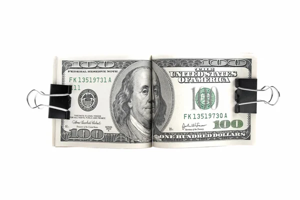 用白色背景上的美元钞票夹 — 图库照片
