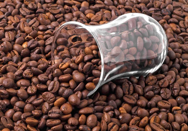 Coffee beans and cup closeup — Stock Photo, Image