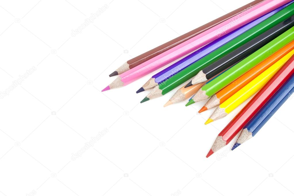 Color pencils on a white background 