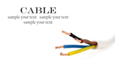 Closeup of a electric cable on a white background clipart