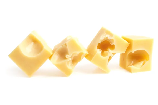 Pieces of cheese isolated on a white background — Stock Photo, Image