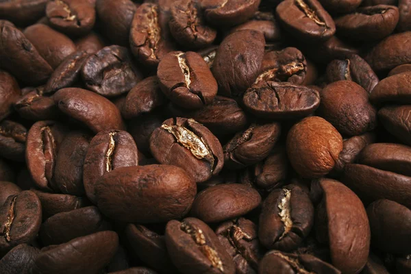 Roasted brown coffee beans, can use as background — Stock Photo, Image