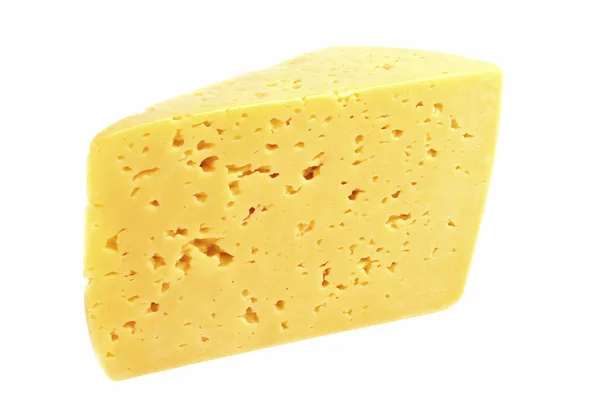 Egy darab sajt elszigetelt fehér alapon — Stock Fotó