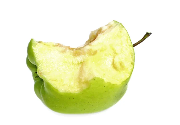 Pomme verte mordue isolé sur fond blanc — Photo