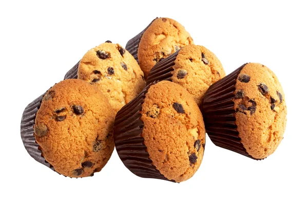 Muffins aux pépites de chocolat isolés sur fond blanc — Photo