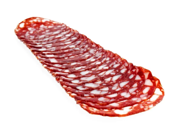 Slices of sausage isolated on a white background — Stock Photo, Image