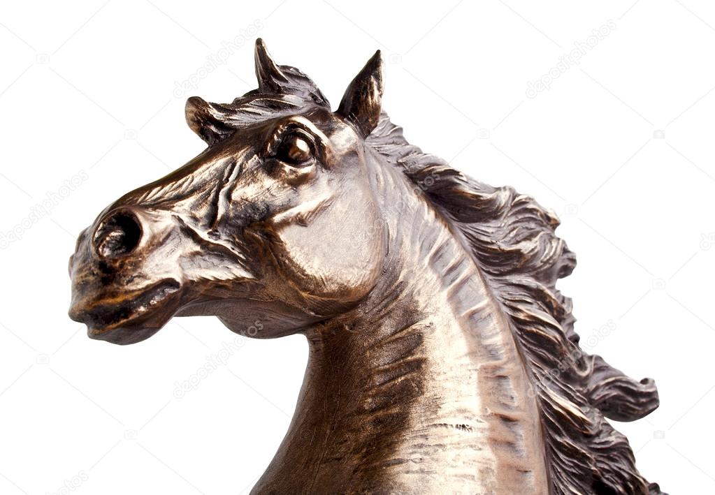 Bronze statue of a horse, isolated on a white background