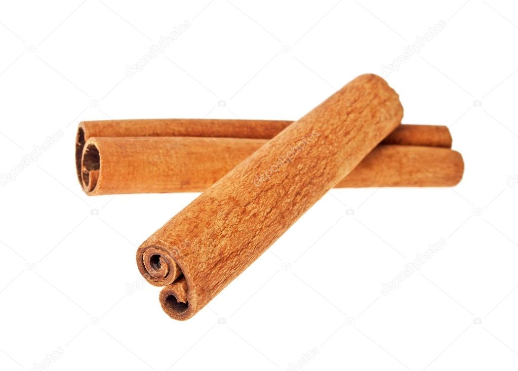 Cinnamon sticks on a white background