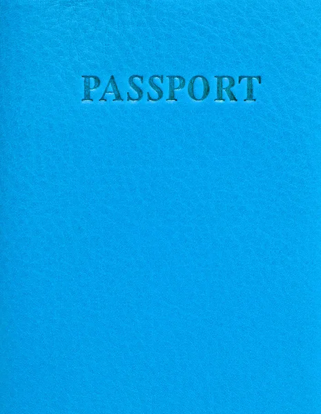 Capa de couro azul para o seu passaporte, pode usar como pano de fundo — Fotografia de Stock