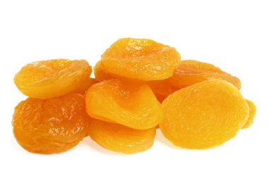 beyaz zemin üzerine kurutulmuş kayısı grubu