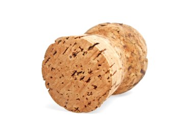 Beyaz arkaplanda izole edilmiş şarap mantarı