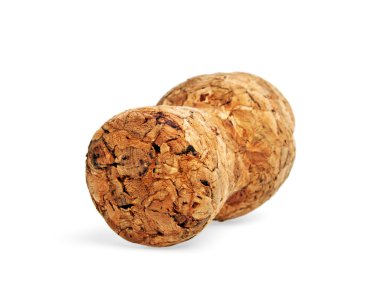 Beyaz arkaplanda izole edilmiş şarap mantarı