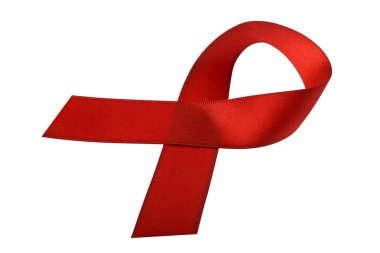 Beyaz arka plan üzerinde izole kırmızı AIDS bilinçlendirme şerit