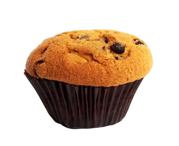 Chocolate chip muffin isolated on white background — Stock Photo, Image