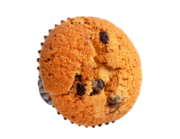 Muffin aux pépites de chocolat isolé sur fond blanc — Photo