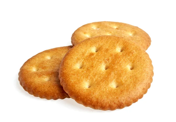 Крекери печиво ізольовані на білому фоні — стокове фото