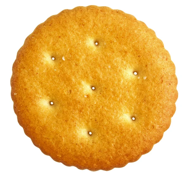 Delizioso cracker rotondo isolato su sfondo bianco — Foto Stock