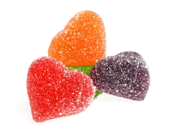 Jujuba - barevné želé bonbony tvaru srdce, izolovaných na bílém ba — Stock fotografie