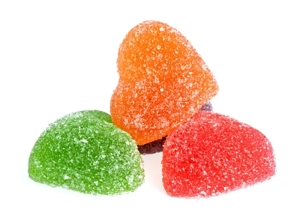 Jujube caramelle colorate gelatina a forma di cuore, isolato su ba bianca — Foto Stock