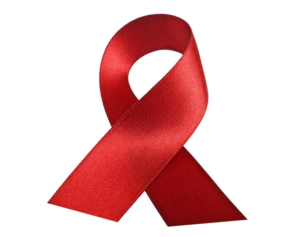 Nastro di sensibilizzazione all'AIDS rosso isolato su sfondo bianco — Foto Stock