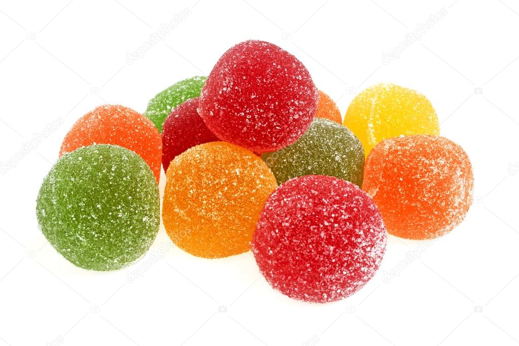 Jujube colored balls, isolated on a white background