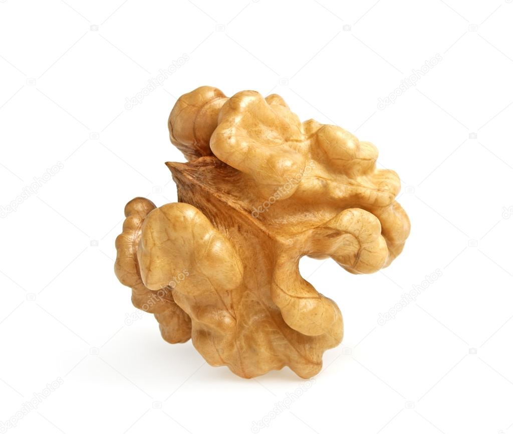 Kernel walnut isolated on the white background closeup