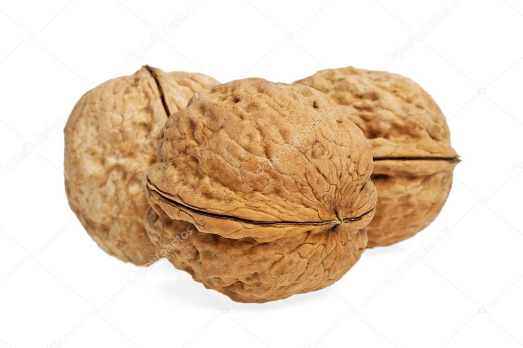 Walnuts on a white background, isolated objects
