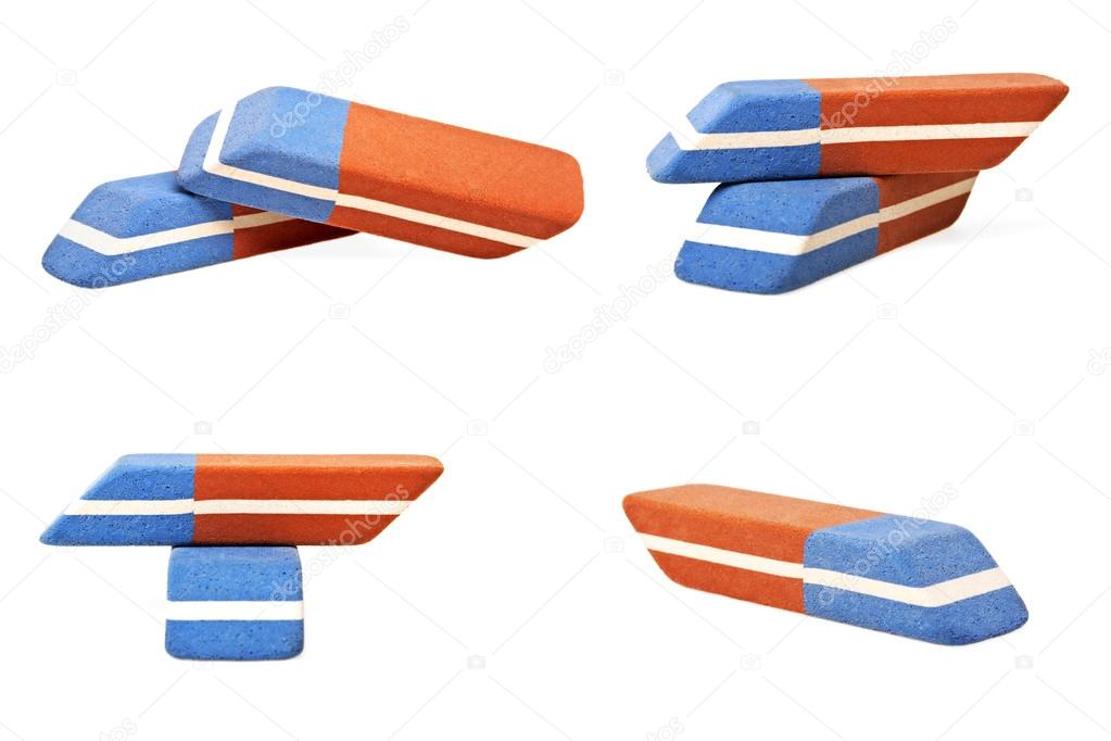 Erasers collection on a white background