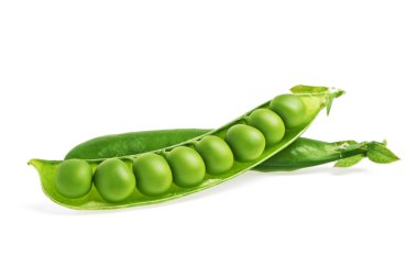 Beyaz zemin üzerinde yeşil bezelyeler izole