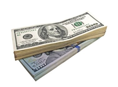 Beyaz arka planda 100 dolarlık banknotlar