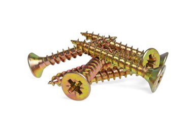 beyaz zemin üzerine altın vidalar