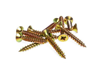 beyaz zemin üzerine altın vidalar