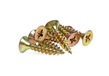 beyaz zemin üzerine altın vidalar