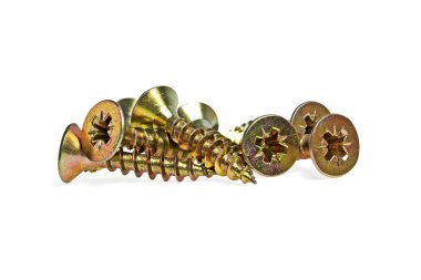 beyaz zemin üzerine altın vidalar