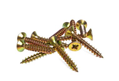 beyaz zemin üzerine altın vidalar