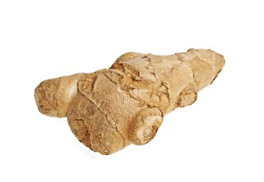 Beyaz arkaplanda zencefil kökü